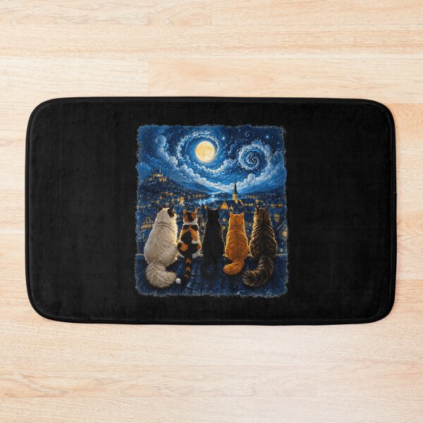 Item preview, Cat Starry Night Cats Rooftop Scene designed and sold by Randomera.