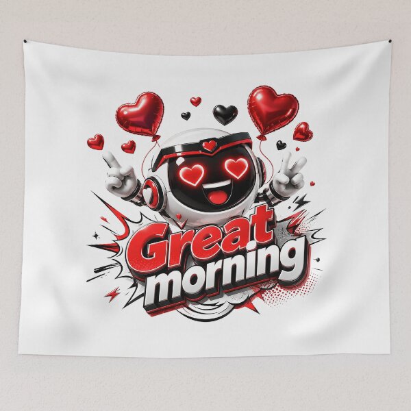 Item preview, Great Morning Heart-Bot Cheer designed and sold by BlissBlvdShop.