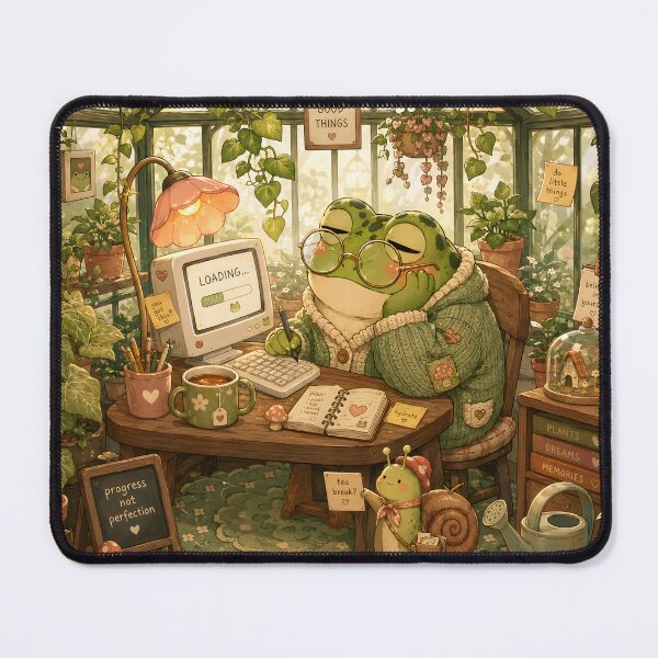Item preview, Cozy Greenhouse Frog Workspace designed and sold by SRY DESIGN.