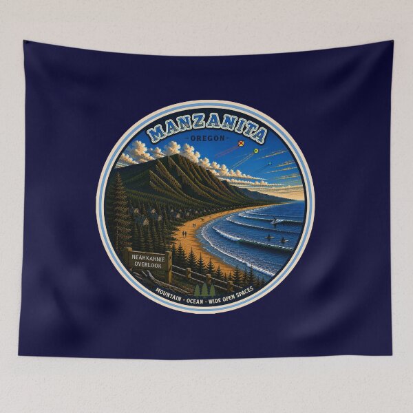 Item preview,  Manzanita Oregon Vintage Coastal Badge | Neahkahnie Overlook Beach Travel Sticker designed and sold by Swanny's Custom T-shirt and Gift Designs.