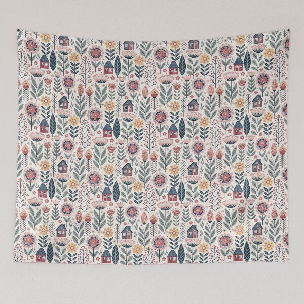 Item preview, Summer Flower Folk Pattern | Scandinavian Folk Design designed and sold by Shuga-Design.