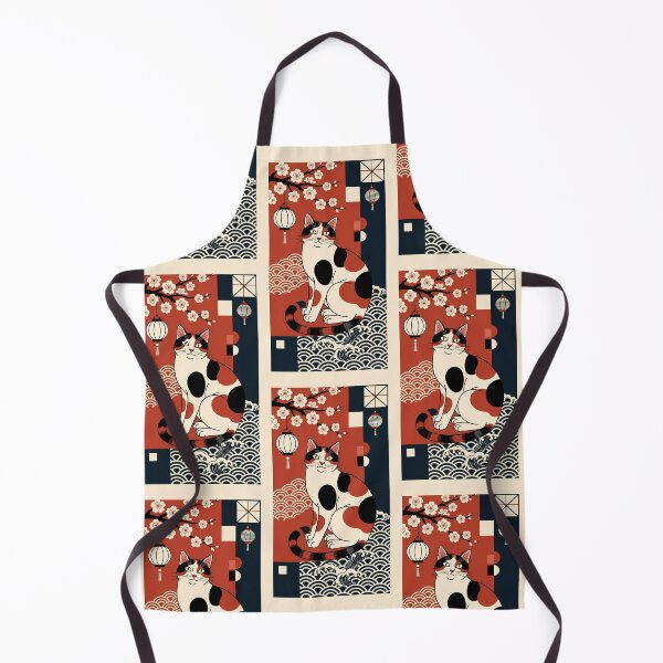Item preview, Traditional Japanese Calico Cat with Waves and Lanterns designed and sold by Idealforme.