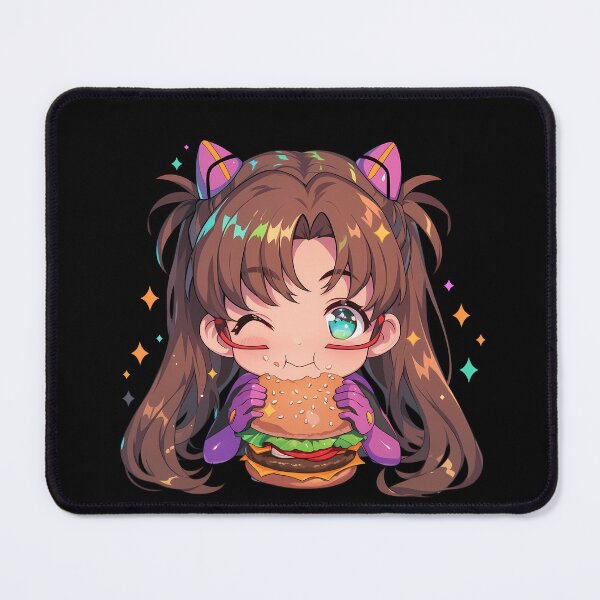 Item preview, Makinami Mari Illustrious Neon Genesis Evangelion Chibi Kawaii Burger Anime Girl Joyful Sparkle designed and sold by earlobejerk.