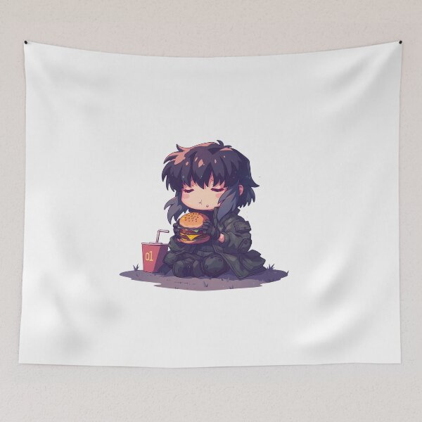 Item preview, Mokoto Kusanagi Mokotokusanagi Ghost In The Shell Chibi Kawaii Burger Anime Calm Focused Mood designed and sold by earlobejerk.