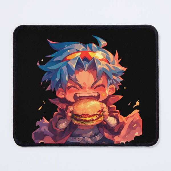 Item preview, Kamina Gurren Lagann Anime Chibi Kawaii Burger Fiery Blue Hair designed and sold by earlobejerk.