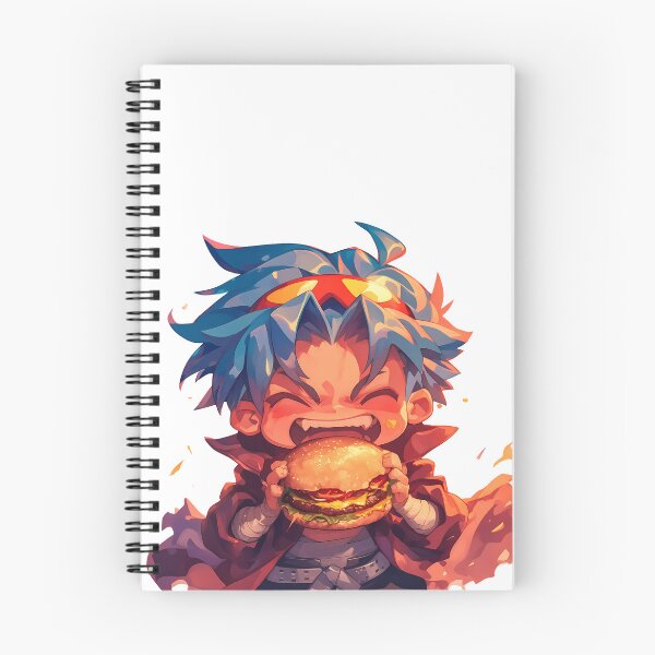 Item preview, Kamina Gurren Lagann Anime Chibi Kawaii Burger Fiery Blue Hair designed and sold by earlobejerk.