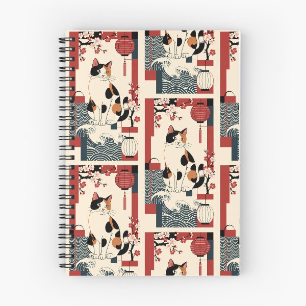 Item preview, Traditional Japanese Calico Cat with Waves and Lanterns designed and sold by Idealforme.