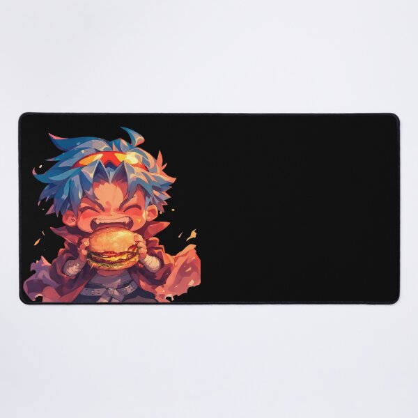Item preview, Kamina Gurren Lagann Anime Chibi Kawaii Burger Fiery Blue Hair designed and sold by earlobejerk.