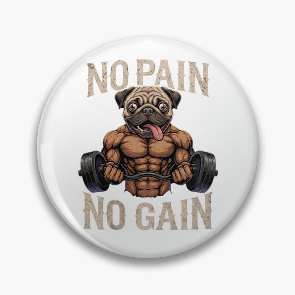 Item preview, Muscular Pug "No Pain No Gain" designed and sold by Joruproyect.