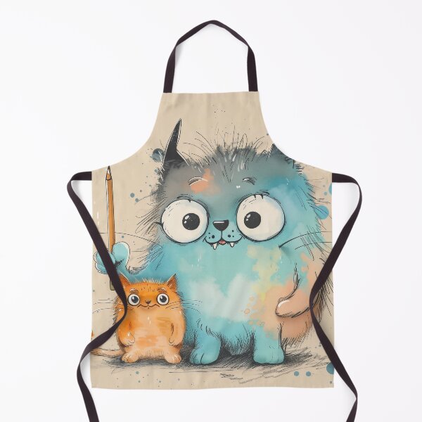 Item preview, Big Monster Teaches Little Cat - Quirky Art Teacher Doodle designed and sold by OopsIDrewIt.