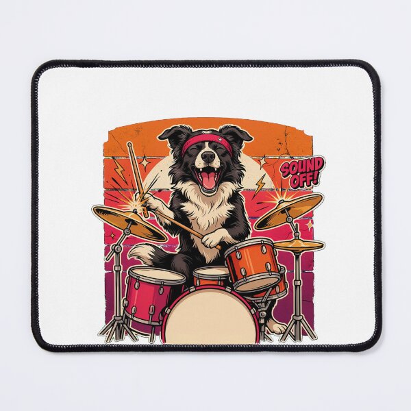 Item preview, Border Collie Drummer – Retro Rock Vibes Tee designed and sold by 88 Design.