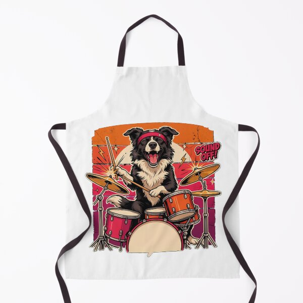 Item preview, Border Collie Drummer – Retro Rock Vibes Tee designed and sold by 88 Design.