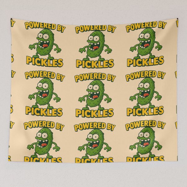Item preview, Powered by Pickles – Funny Pickle Lover Design designed and sold by Basma Designs | Funny Shirts, Stickers & Mugs.