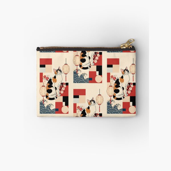 Item preview,  Traditional Japanese Calico Cat with Waves and Lanterns designed and sold by Idealforme.