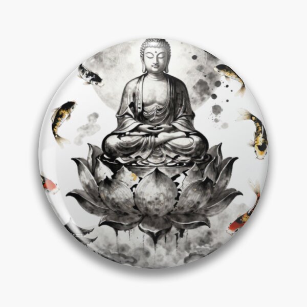 Item preview, Buddha on Lotus with Koi Fish Painting designed and sold by vsl363.