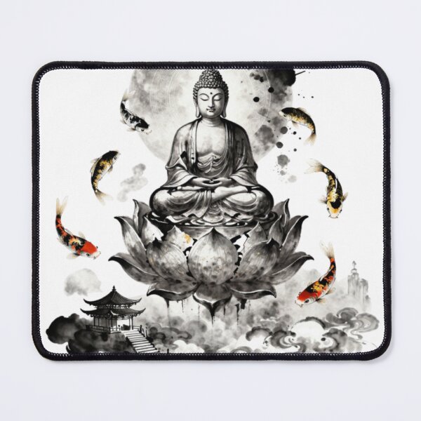 Item preview, Buddha on Lotus with Koi Fish Painting designed and sold by vsl363.