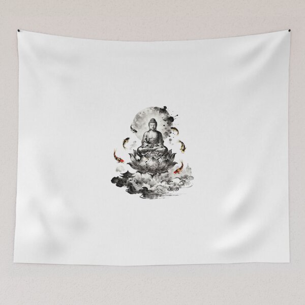 Item preview, Buddha on Lotus with Koi Fish Painting designed and sold by vsl363.