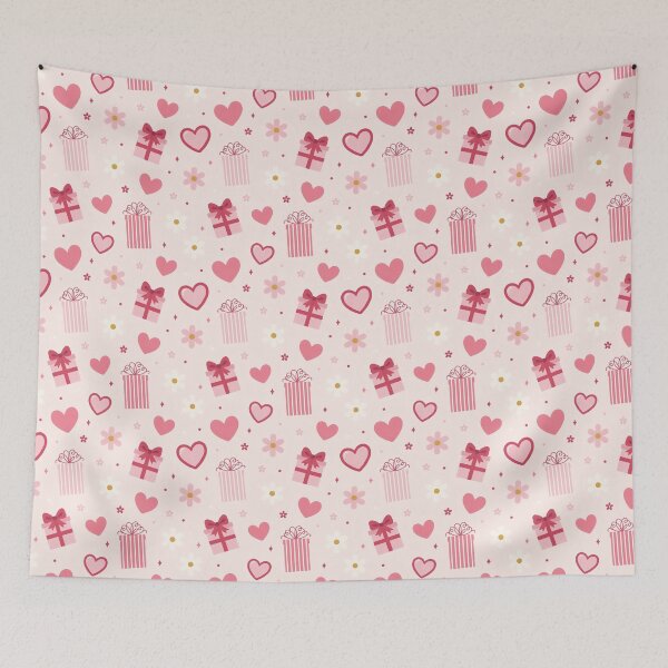 Item preview, Cute Valentine's Day Pattern Pink Hearts and Gifts designed and sold by digital.stickerperso.com.