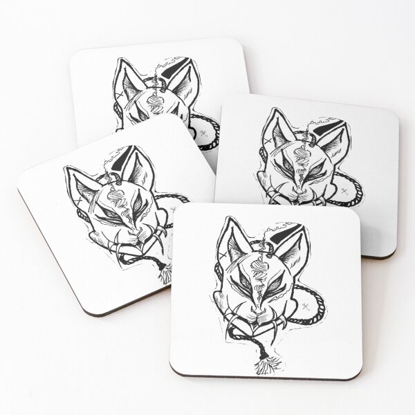 Item preview, Japanese Kitsune Mask - Dark Linework Tattoo Art designed and sold by Ideniquo.