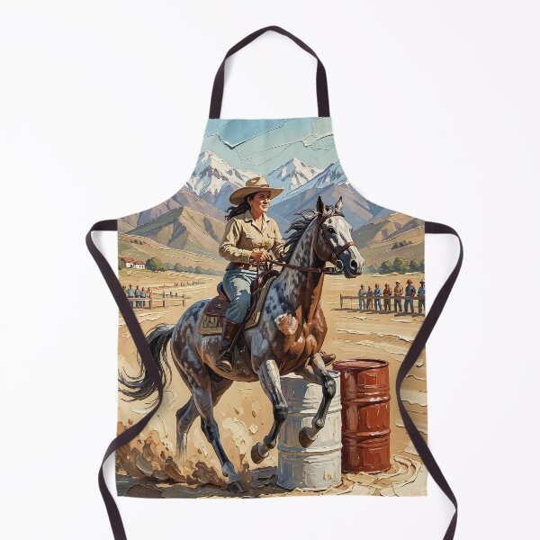 Item preview, Cowgirl Barrel Racing On Horse In Western Rodeo Arena With Snowcapped Mountains And Spectators designed and sold by LisaMise.