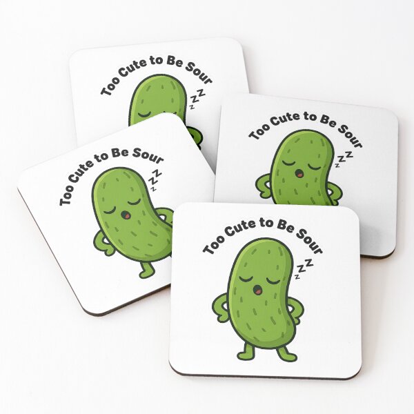 Item preview, Too Cute To Be Sour – Sleepy Pickle Meme | Cute Food Pun Sticker & T-Shirt Gift designed and sold by Basma Designs | Retro, Kawaii Shirts & Stickers.