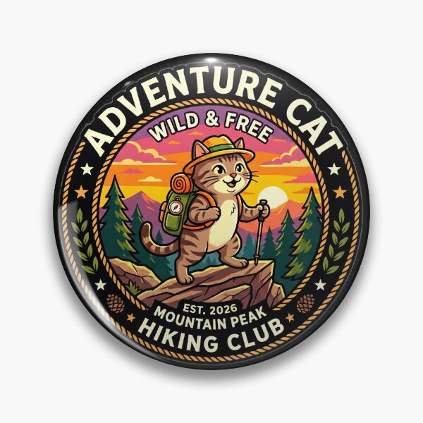 Item preview, Adventure Cat Hiking Mountains Outdoor Exploration  designed and sold by Oommen Studio .