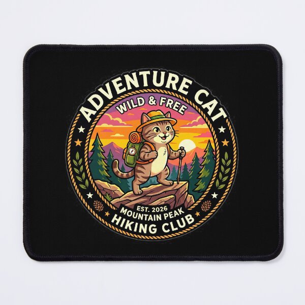 Item preview, Adventure Cat Hiking Mountains Outdoor Exploration designed and sold by Oommen Studio .