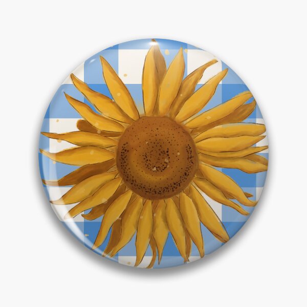 Item preview, Sunflower on blue gingham - French country floral large designed and sold by OhNoNotAgain42.