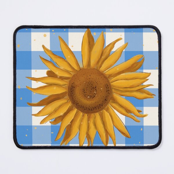 Item preview, Sunflower on blue gingham - French country floral large designed and sold by OhNoNotAgain42.