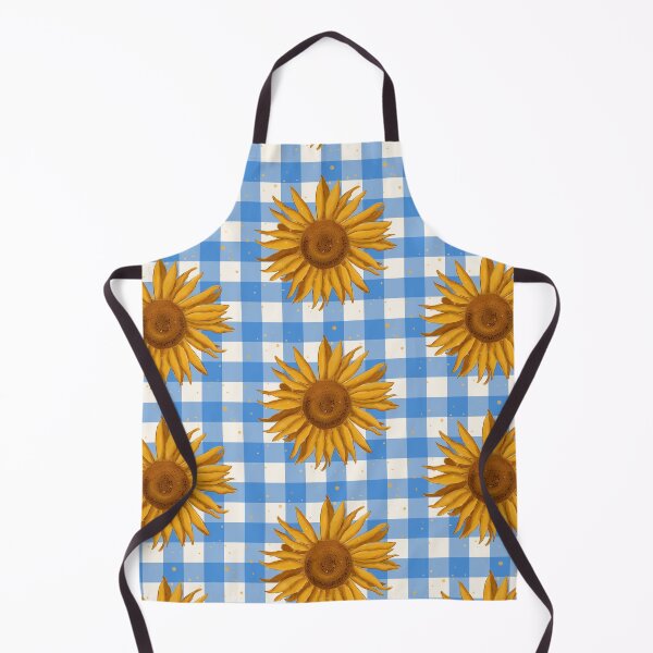 Item preview, Sunflower on blue gingham - French country floral large designed and sold by OhNoNotAgain42.