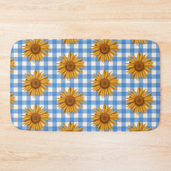 Item preview, Sunflower on blue gingham - French country floral large designed and sold by OhNoNotAgain42.