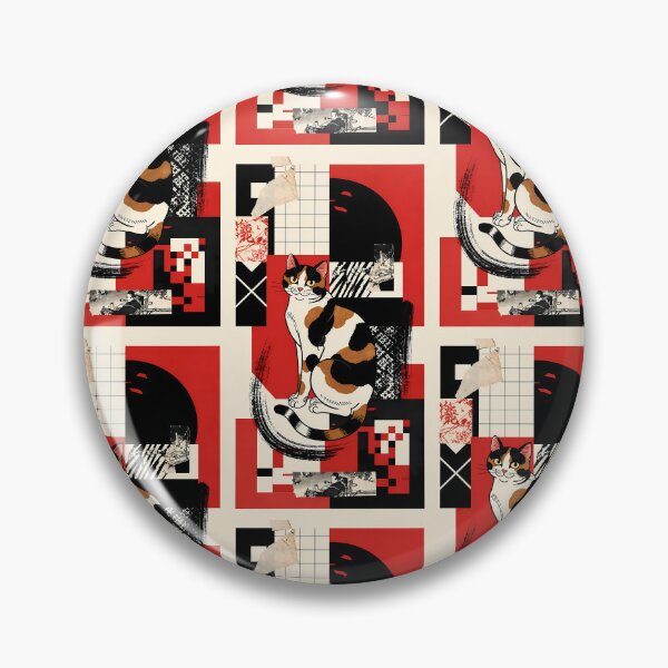 Item preview,  Traditional Japanese Calico Cat with Waves and Lanterns designed and sold by Idealforme.