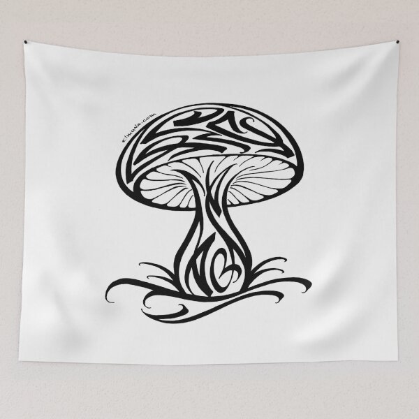 Item preview, Modern Calligraphic Mushroom Ornament designed and sold by elmuna.