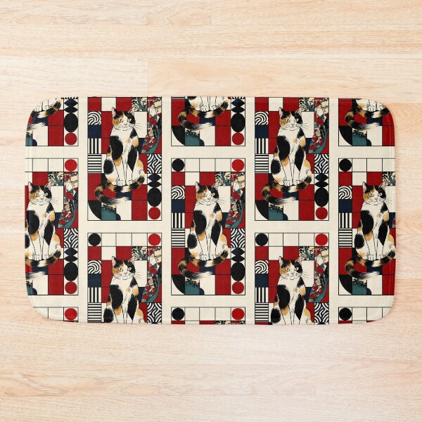 Item preview, Traditional Japanese Calico Cat with Waves and Lanterns designed and sold by Idealforme.
