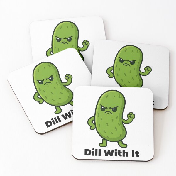 Item preview, Dill With It – Funny Angry Pickle Meme | Sarcastic Pun Sticker & T-Shirt Gift designed and sold by Basma Designs | Retro, Kawaii Shirts & Stickers.