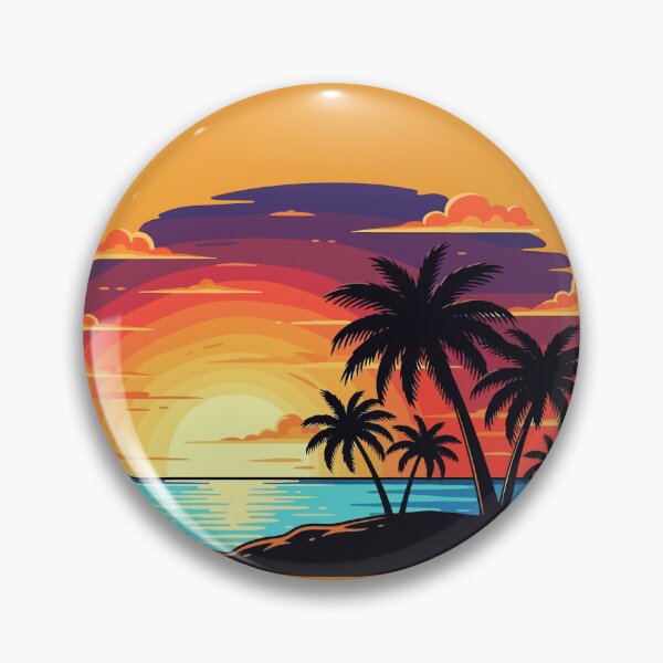Item preview, Retro Summer Sunset Palm Trees Tropical Paradise Ocean Beach designed and sold by SolutionsArt.
