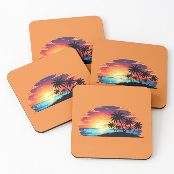 Item preview, Retro Summer Sunset Palm Trees Tropical Paradise Ocean Beach designed and sold by SolutionsArt.