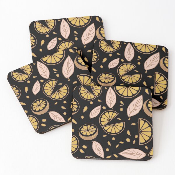 Item preview, Hand Drawn Citrus Batik Pattern - Amalfi Lemon Mustard Black Boho designed and sold by Graphroad.