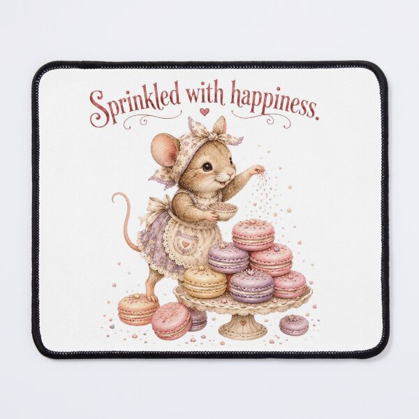 Item preview, Cute Mouse Sprinkled With Happiness Macaron Bakery Aesthetic designed and sold by AQUILAKREO.