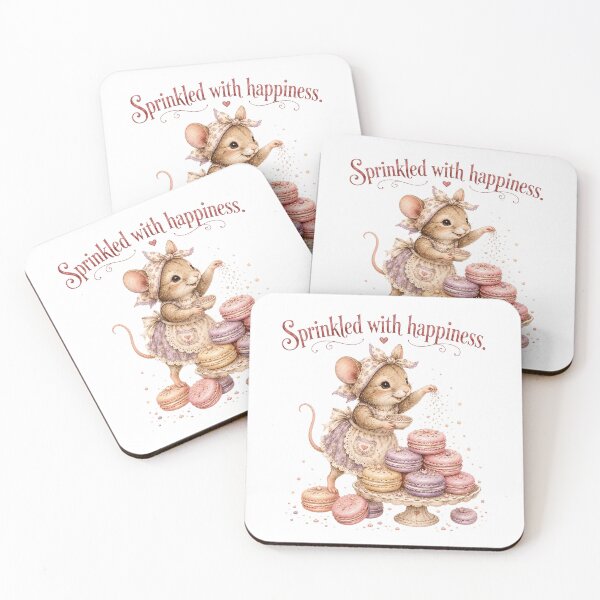Item preview, Cute Mouse Sprinkled With Happiness Macaron Bakery Aesthetic designed and sold by AQUILAKREO.