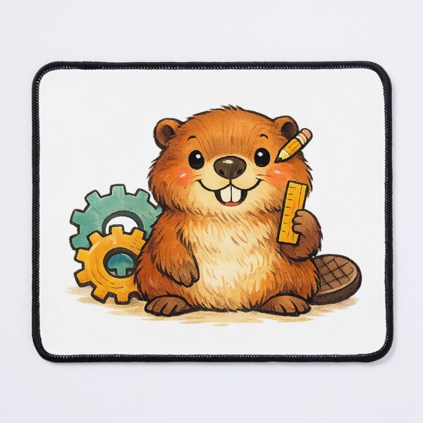 Item preview, A Cute Beaver Engineer Tinkering With Gears designed and sold by eignvalue.