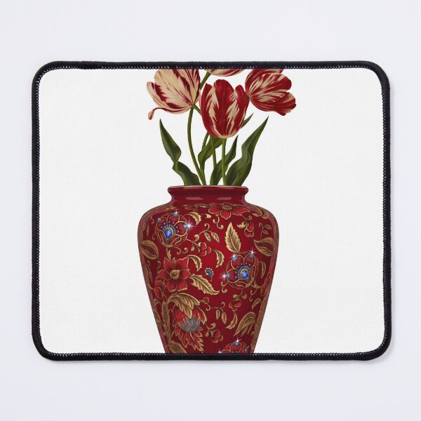Item preview, Vintage Red Tulip Chinoiserie Ceramic Vase Art  designed and sold by Atlasoloji.