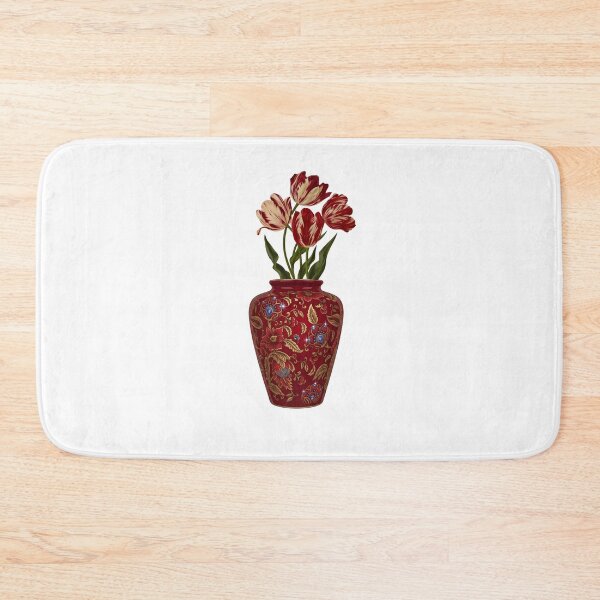 Item preview, Vintage Red Tulip Chinoiserie Ceramic Vase Art  designed and sold by Atlasoloji.