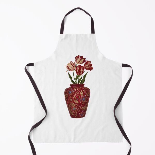 Item preview, Vintage Red Tulip Chinoiserie Ceramic Vase Art designed and sold by Atlasoloji.