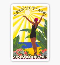 La Cote d'Azur (French Riviera) Vintage Travel Poster Sticker