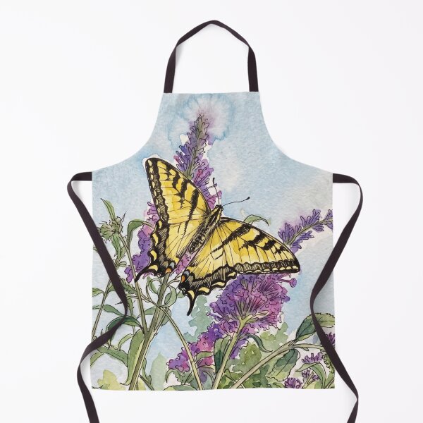 Item preview, Swallowtail Butterfly on Butterfly Bush | Pen & Watercolor Nature Art designed and sold by Debbie Schulte.
