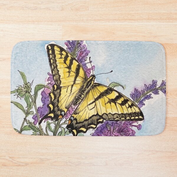 Item preview, Swallowtail Butterfly on Butterfly Bush | Pen & Watercolor Nature Art designed and sold by Debbie Schulte.