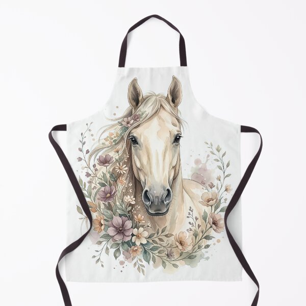 Item preview, Watercolor Horse with Floral Frame | Botanical Horse Portrait | Rustic Nature Art designed and sold by ZenAnimeWearz.