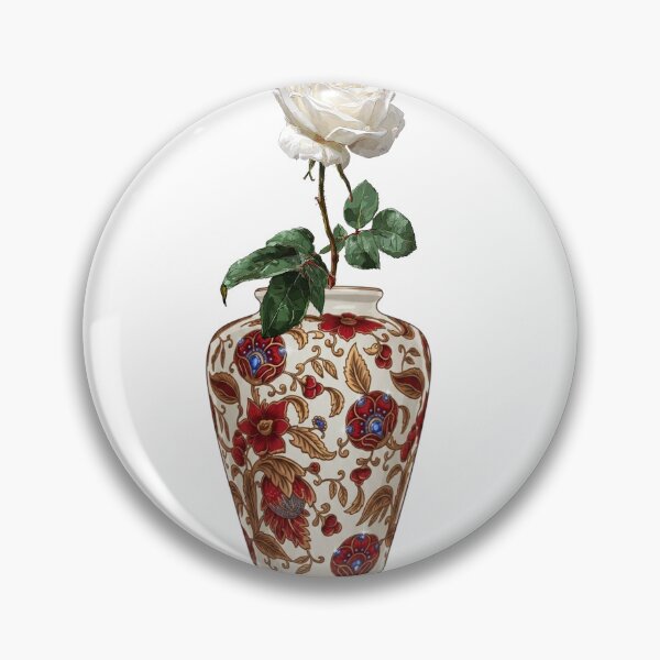 Item preview, Aesthetic White Rose in Porcelain Floral Vase Art  designed and sold by Atlasoloji.