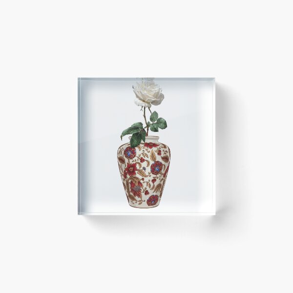Item preview, Aesthetic White Rose in Porcelain Floral Vase Art  designed and sold by Atlasoloji.